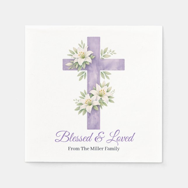 Religious Easter Blessings Mother’s Day Cross  Napkin (Front)