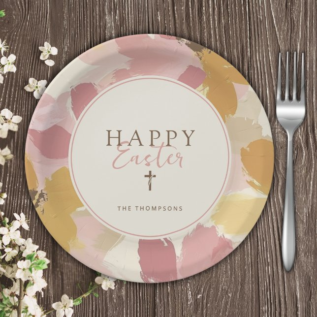  Religious Easter Brunch Modern Pink Floral Paper Plate (Creator Uploaded)