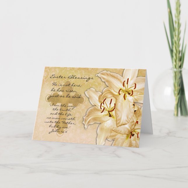Religious Easter Card - He Has Risen - Cream Lilie (Front)