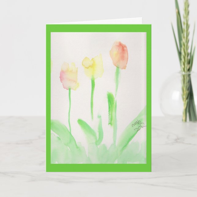 religious easter card watercolor tulips (Front)