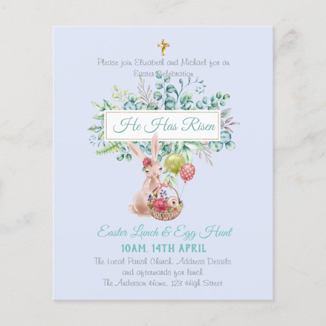 Religious Easter Invitation Budget (Front)