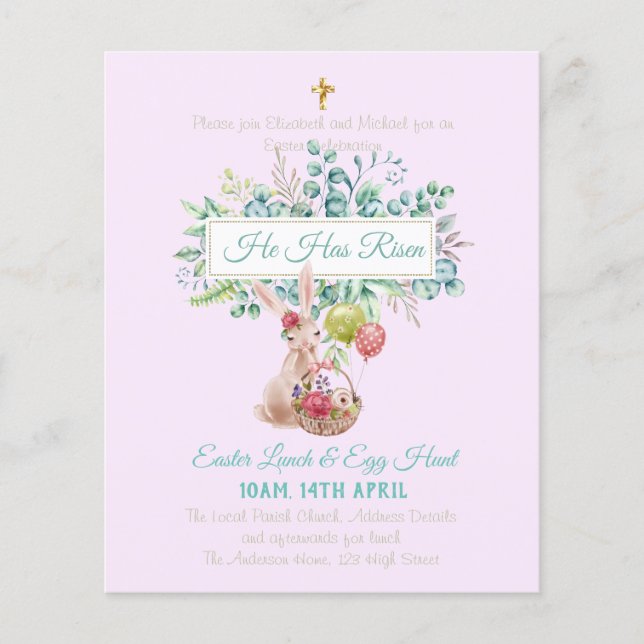 Religious Easter Invitation Budget (Front)