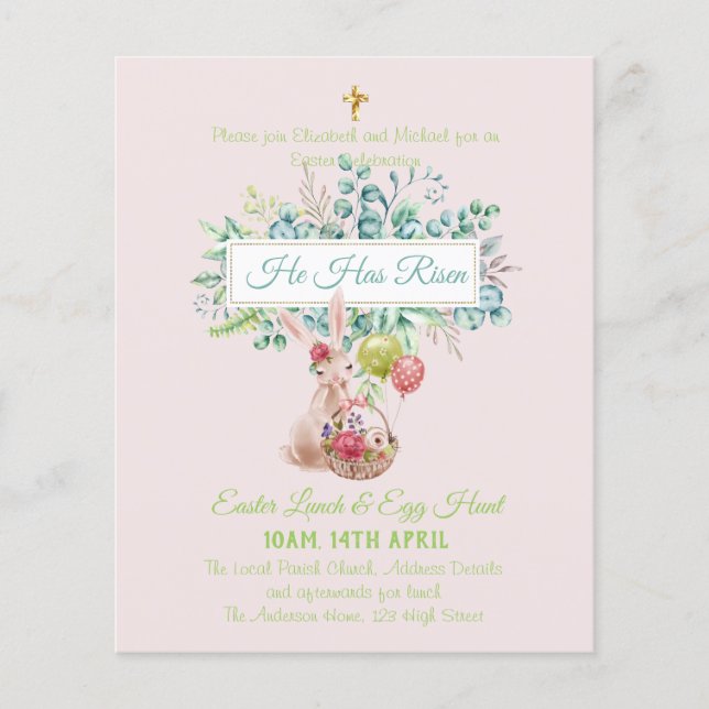 Religious Easter Invitation Budget (Front)