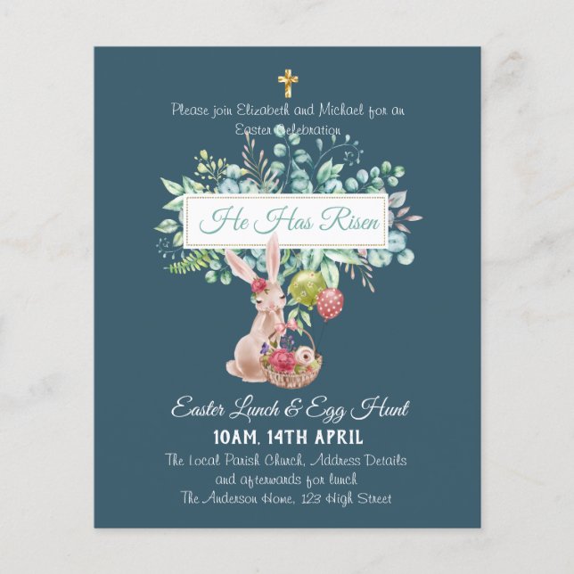 Religious Easter Invitation Budget (Front)