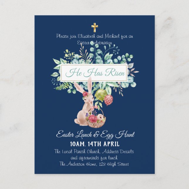 Religious Easter Invitation Budget Postcard (Front)