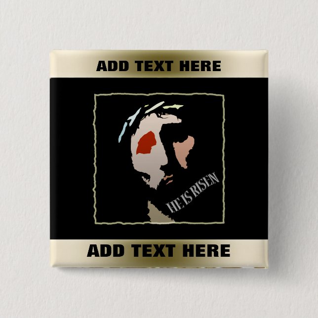 Religious Easter Jesus | Bible Verse He Is Risen 15 Cm Square Badge (Front)