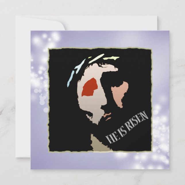 Religious Easter Jesus Bible Verse Quote Risen Invitation (Front)