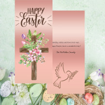 Religious Easter Watercolor Floral Cross Flat Card
