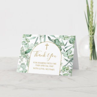 Religious Eucalyptus greenery Thank you card