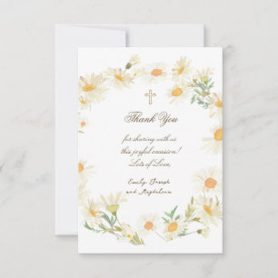 religious event daisies wreath thank you card 