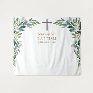 Religious Event, Greenery Baptism Poster Tapestry