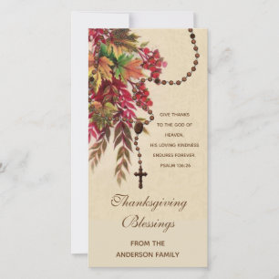 Religious Fall Leaves Rosary Thanksgiving Holiday