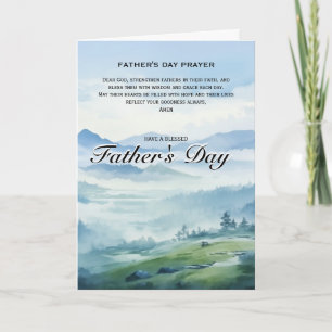 Religious Father’s Day Blue Watercolor Nature Card