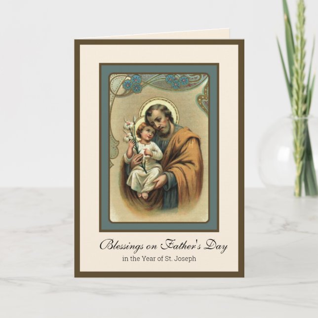 Religious Father's Day Vintage St. Joseph Prayer  Card (Front)
