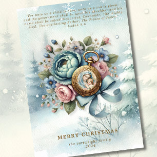 Religious Floral Christmas Nativity Scripture Holiday Card