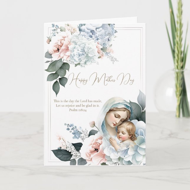 Religious Floral Mothers Day Prayer Card (Front)