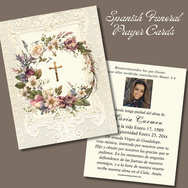 Religious Funeral Crucifix Floral Wreath  Card (Creator Uploaded)