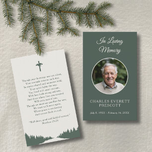 Religious Funeral Photo Prayer Card Cross Poem