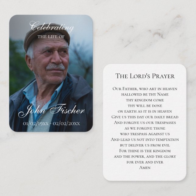 Religious funeral prayer with photo sympathy card (Front/Back)