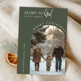 Religious Glory To God Christmas Arch Photo Holiday Card