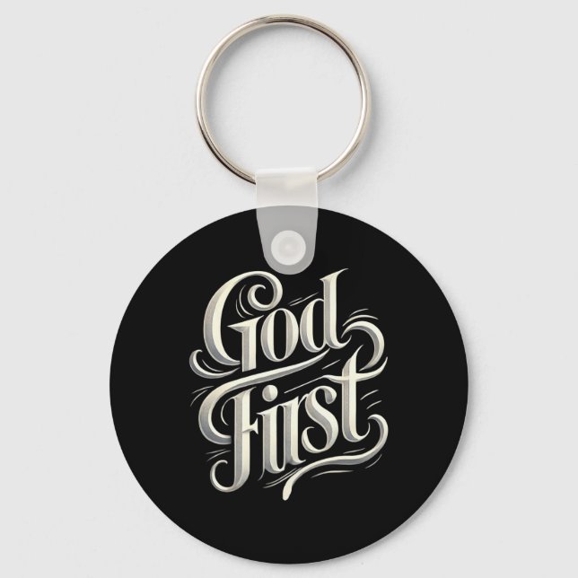 Religious God First Faith Based New Believer Cloth Key Ring (Front)