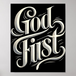 Religious God First Faith Based New Believer Cloth Poster