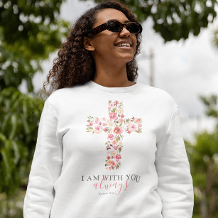 Religious God Womens Floral Cross Sweatshirt