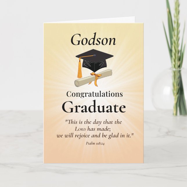 Religious Godson Graduation Congratulate Christian Card (Front)