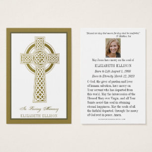 Religious Gold Celtic Cross Funeral Prayer Card