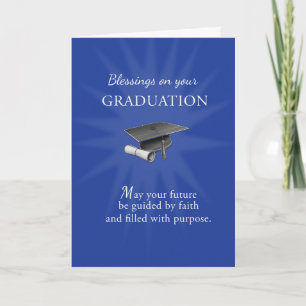 Religious Graduation Blessings Blue Cap Diploma Card
