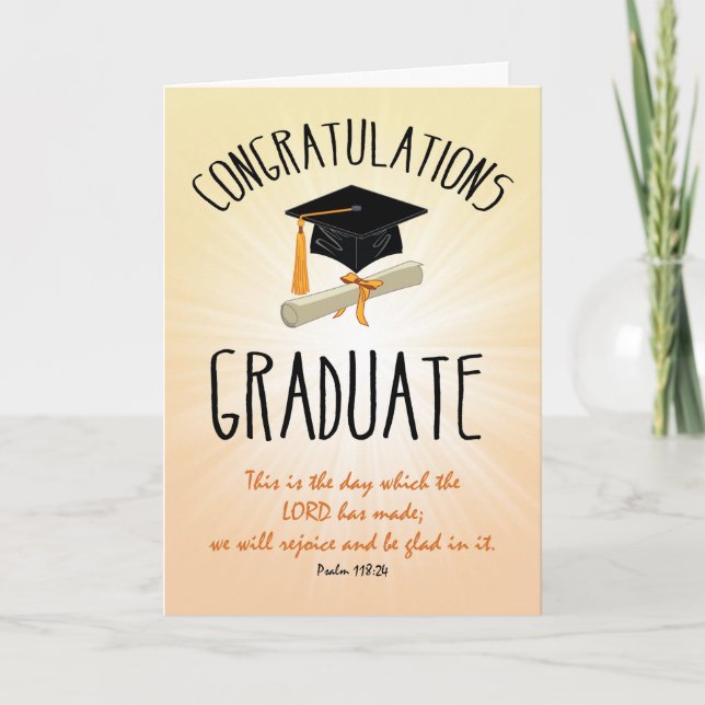 Religious Graduation Gold Starburst with Black Cap Card (Front)