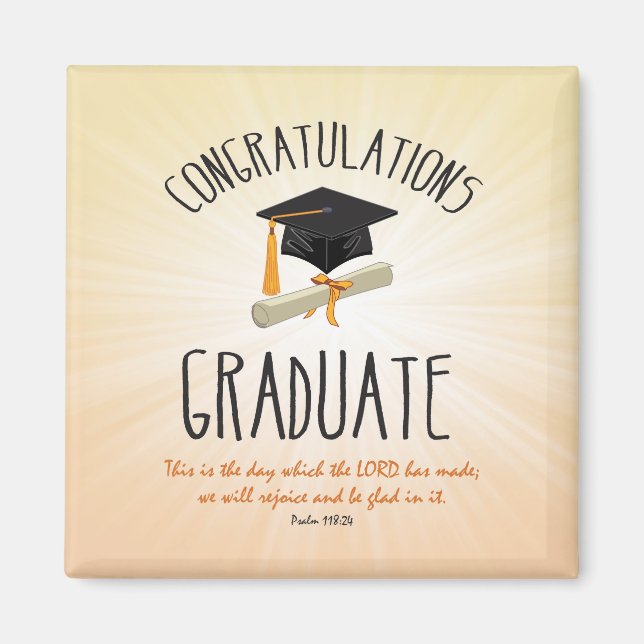 Religious Graduation Gold Starburst with Black Cap Magnet (Front)