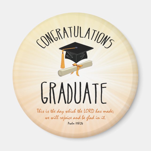 Religious Graduation Gold Starburst with Black Cap Magnet (Front)