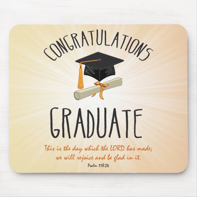 Religious Graduation Gold Starburst with Black Cap Mouse Pad (Front)