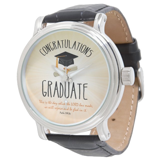 Religious Graduation Gold Starburst with Black Cap Watch (Angled)