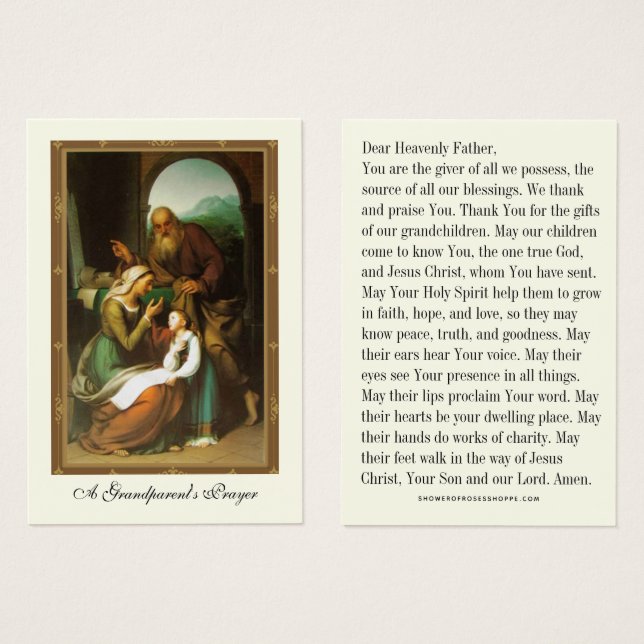 Religious Grandparents Prayer Holy Card Catholic (Front & Back)