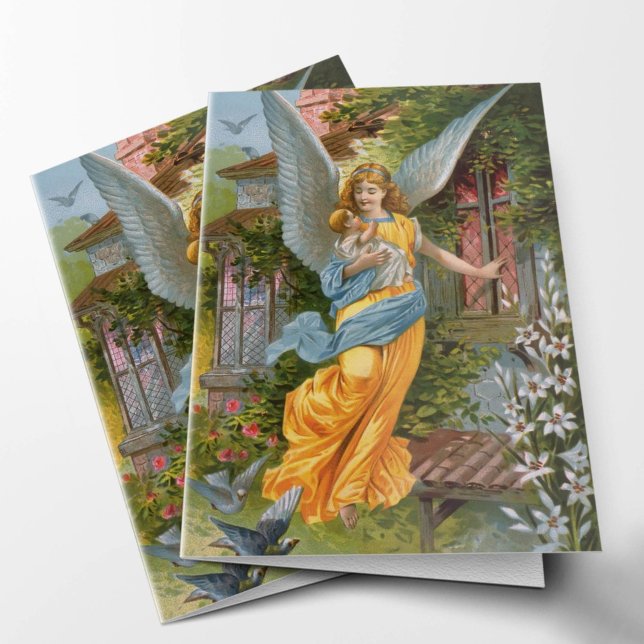 Religious Guardian Angel Funeral Thank You Card (Guardian Angel Condolence Sympathy Catholic Religious Funeral Thank You Card)