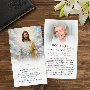 Religious Hail Mary Prayer Jesus Funeral Card