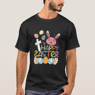 Religious Happy Easter Bunny Rabbit Eggs Jesus Cro T-Shirt