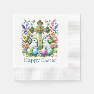 Religious Happy Easter Cross Napkin