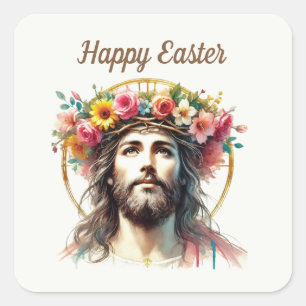 Religious Happy Easter Jesus  Square Sticker
