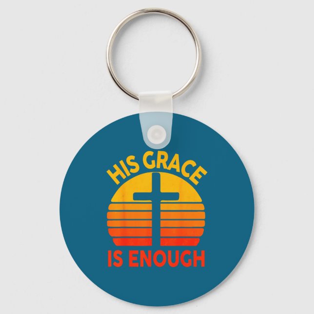 Religious His Grace Is Enough Cross Christian Vint Key Ring (Front)