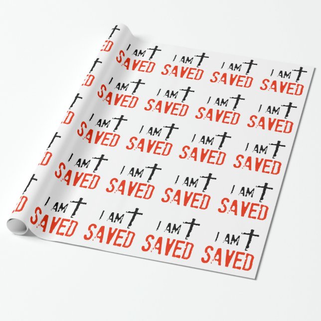 Religious I Am Saved Wrapping Paper (Unrolled)