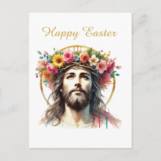 Religious Jesus Happy Easter Holiday Postcard (Front)