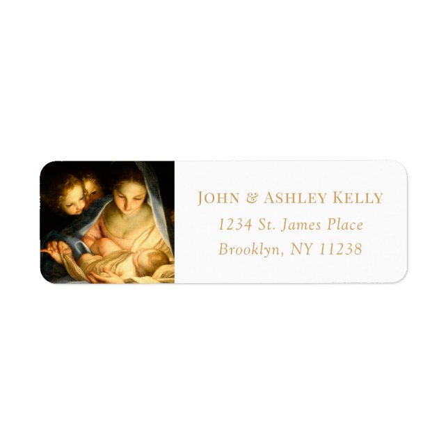 Religious Jesus, Mary & Angels Christmas Label (Front)