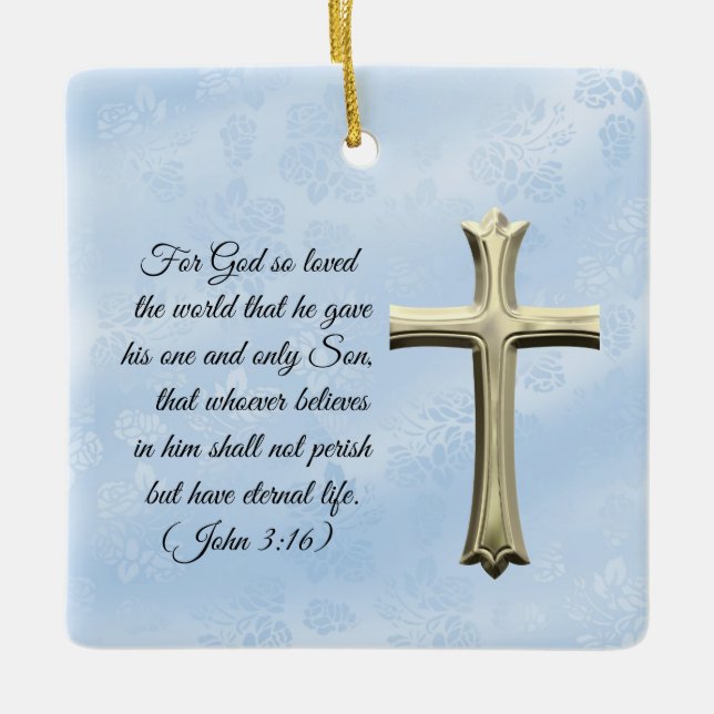Religious John 3:16 Bible Verse Ornament (Front)