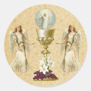 Religious Lent Crucifixion Jesus Angels Classic Round Sticker