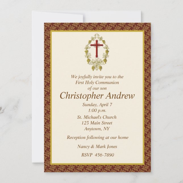 Religious Maroon Border Invitation (Front)