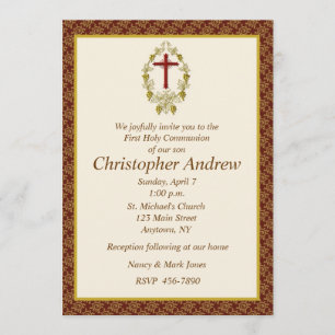 Religious Maroon Border Invitation