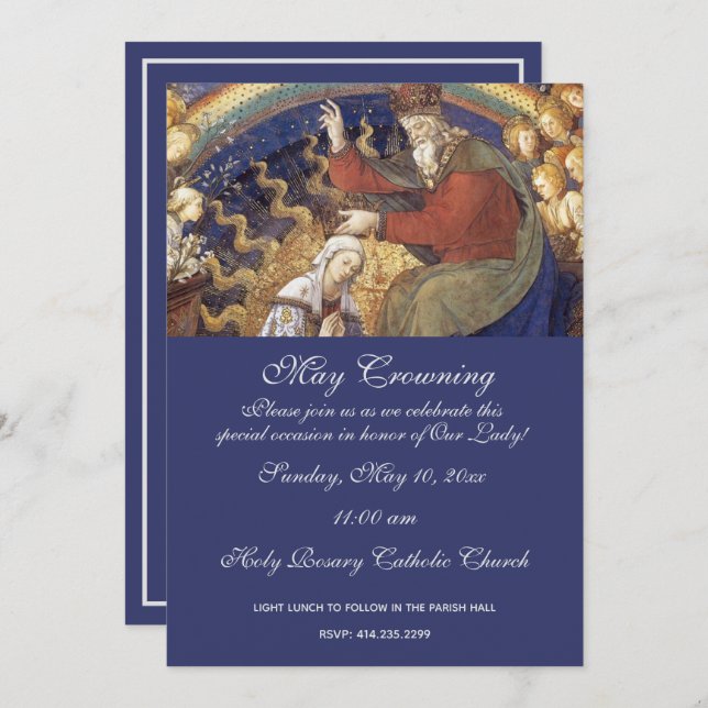 Religious May Crowning Mary Mothers Day  Invitation (Front/Back)